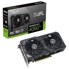   Asus Videokártya - nVidia DUAL-RTX4060TI-8G (8192MB, GDDR6, 2565/18000 Mhz, 128bit, HDMI2.1, 3xDP1.4)