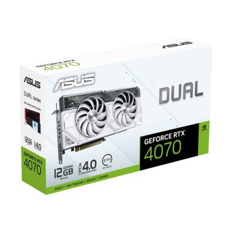 Asus Videokártya - nVidia DUAL-RTX4070-12G-WHITE (12288MB, GDDR6X, 2505/21000 Mhz, 192bit, 1xHDMI, 3xDP)