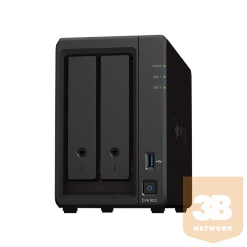 SYNOLOGY NAS 2 fiókos DVA1622 NVR Intel Celeron J4125 4x2,7GHz, 6GB DDR4, 1x1GbE, 2xUSB3.0, HDMI