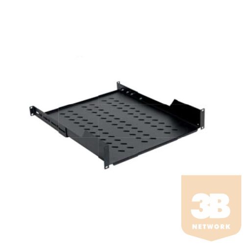 Legrand Rackszekrény polc - 1U-19", 4 ponton rögzíthető, fix, 425mm (600 mély szekrényekhez), max: 50 kg, Fekete)