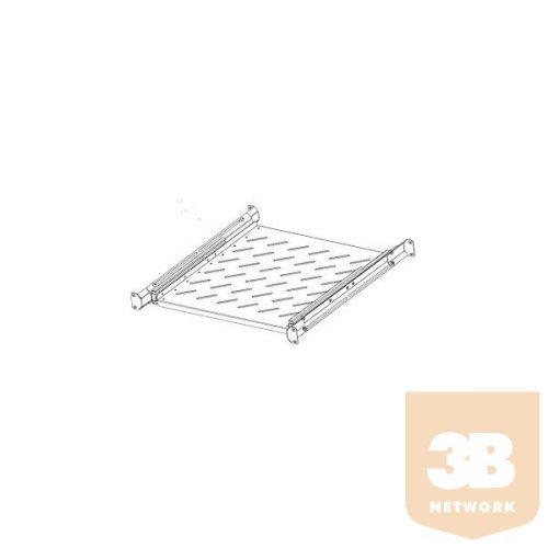 Legrand Rackszekrény polc - 1U-19", 4 ponton rögzíthető, fix, 625mm (800 mély szekrényekhez), max: 65 kg, Fekete)