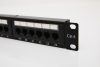 UTP Cat6 patch panel, 24 portos, levehető tehermentesítővel