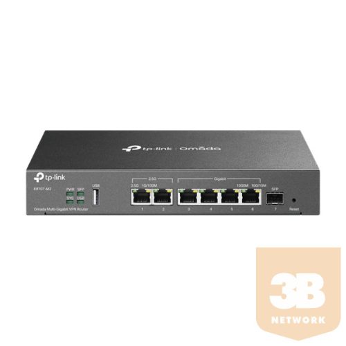 TP-LINK Vezetékes VPN Router 1xWAN(2.5G) +1xWAN/LAN(2.5G) +1xSFP + 4xLAN(1000Mbps) + 1xUSB, ER707-M2