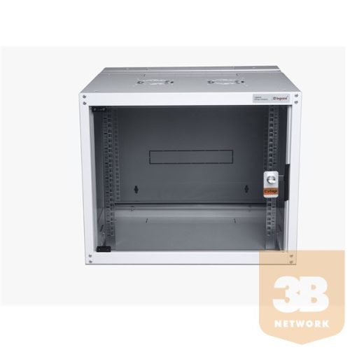 Legrand Rackszekrény - 19" különálló kivitel (9U, 600x450x495, szürke,egyrekeszes, üvegajtós, készre szerelt, max.65 kg)