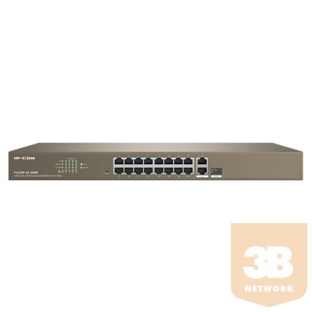 IP-COM Switch Vezérelhető PoE - F1218P-16-250W (16x100Mbps + 2x1Gbps; 1x1Gbps SFP; 16 af/at PoE+ port; 230W)