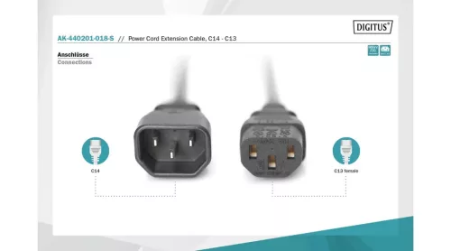 Digitus 220V tápkábel C13/C14 AK-440201-018-S,EFB/EK503.20