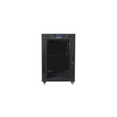   19" szabadonálló rack szekrény 15U/800X1000 üvegajtó, lapraszerelt, LCD kijelző, fekete V2