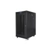 19" szabadonálló rack szekrény 22U/800X1000 perforált ajtó, lapraszerelt, LCD kijelző, fekete V2