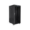 19" szabadonálló rack szekrény 27U/800X1200 üvegajtó, lapraszerelt, LCD kijelző, fekete