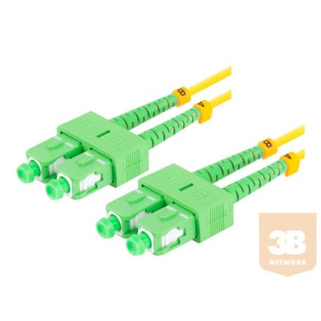 LANBERG optikai patch kábel SM SC/APC-SC/APC duplex 2m LSZH g657a1 3.0mm yellow