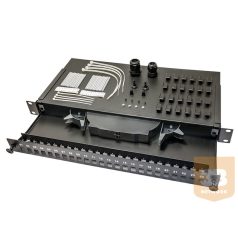   Optikai patch panel 19" (24xSC simpl. / LC dpx. / E2000 simpl. toldók számára), toldók nélkül