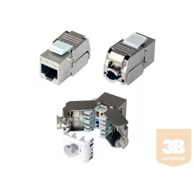   FTP Cat6A keystone jack 180° sorolható, szerszám nélkül szerelhetõ