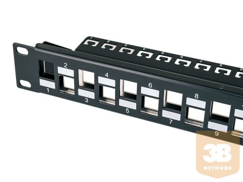 Üres FTP patch panel, 24 portos Cat6A modulhoz