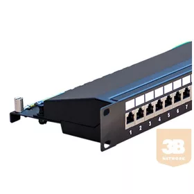   FTP Cat5e patch panel, 24 portos, fix tehermentesítő tálca
