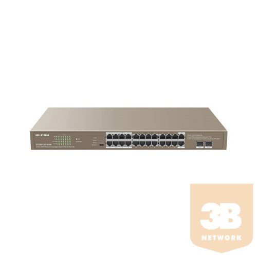 IP-COM Switch PoE - G1126P-24-410W (24x1Gbps; 2x SFP; 24 af/at PoE+ port; 370W, Rackbe szerelhető)