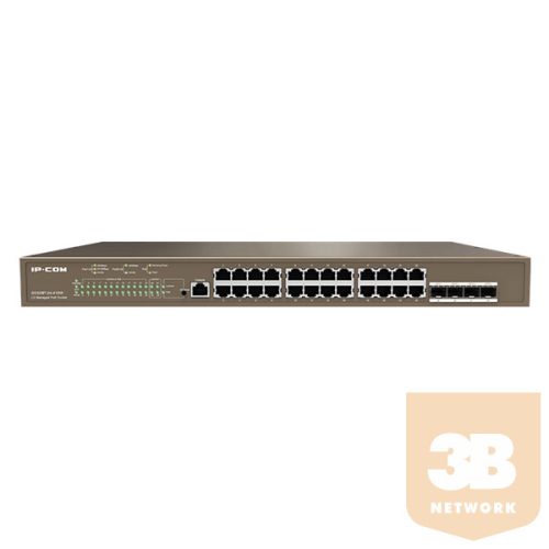 IP-COM Switch Vezérelhető PoE - G5328P-24-410W (L3; 24x1Gbps + 4xSFP port; 24 af/at PoE+ port; 370W; rack-mount)