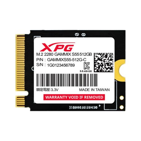 ADATA SSD 512GB - XPG GAMMIX S55 (M.2 2230, PCIe Gen 4x4, r:5000 MB/s, w:3800 MB/s)