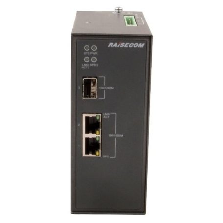 RAISECOM L2 DIN sínes menedzselhető ipari switch, 1xSFP + 2xGE RJ45, (+AC Táp!)