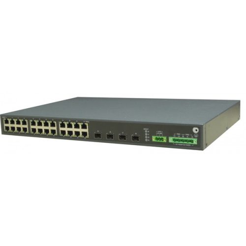 RAISECOM L2 menedzselhető ipari switch, 19"RM, 4x100/1000 SFP + 24xGE RJ45 + 1 alarm, (+ 2xAC TÁP!)