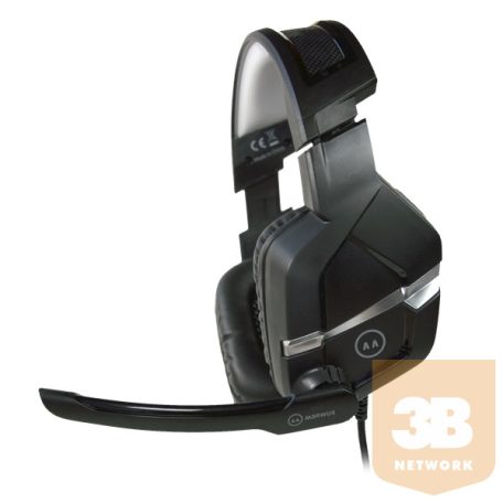 MARWUS GH602 vezetékes ergonomikus RGB gamer headset mikrofonnal, USB+2x3,5 mm jack csatlakozóval