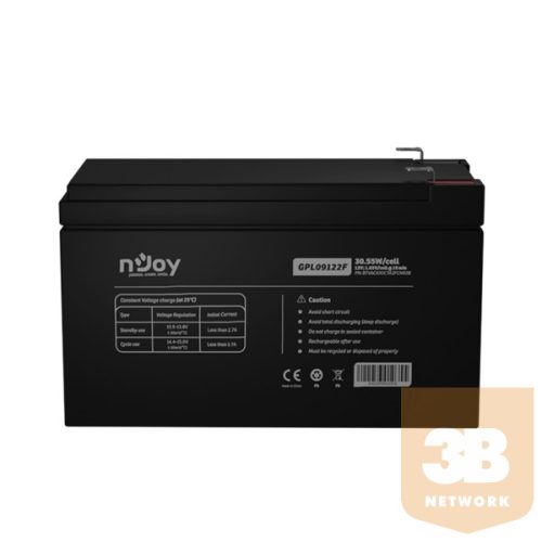 NJOY Szünetmentes Akkumulátor - GPL09122F (12V/9Ah, Long-life, T2/F2, zárt, gondozás mentes, AGM)