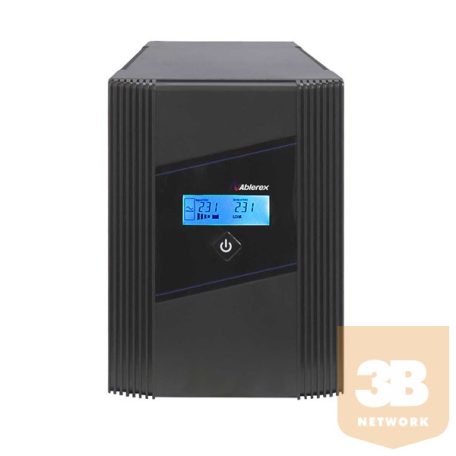 ABLEREX UPS, GLAMOR GR850, 1xIEC+1xSchuko, 850VA (500 W) LINE-INTERACTIVE szünetmentes tápegység, torony, LCD