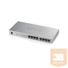   Zyxel GS1008-HP, 8 Port Gigabit PoE+ unmanaged desktop Switch, 8 x PoE, 60 Watt