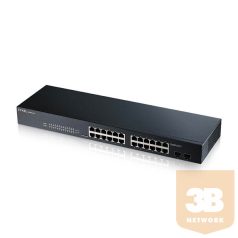   ZYXEL Switch 24x1000Mbps + 2xSFP Fémházas Menedzselhető Racke (24 GbE port), GS1900-24-EU0102F