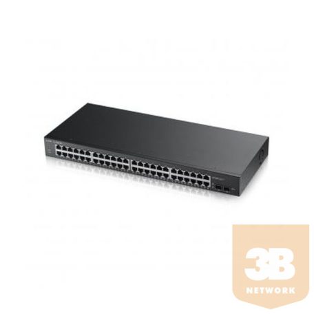 ZYXEL Switch 48x1000Mbps + 2xGigabit SFP, Fémházas Menedzselhető (48GbE port), GS1900-48-EU0102F