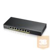 ZYXEL Switch 8x1000Mbps (8xPOE), Fémházas, Menedzselhető (8GbE port), GS1915-8EP-EU0101F