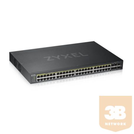ZYXEL Switch 44x1000Mbps (44xPOE) + 4xGigabit kombó SFP+ 2xGigabit SFP, Fémházas Menedzselhető (48GbE POE port), GS1920-