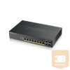 ZYXEL Switch 8x Gigabit POE + 2x Gigabit Combo (RJ45/SFP) standalone vagy NebulaFlex Cloud Smart Menedzselhető (130W)