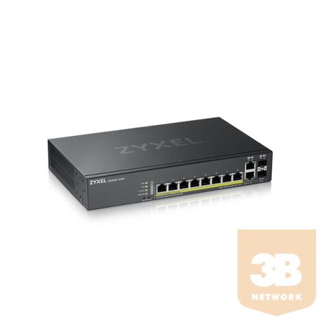 ZYXEL Switch 8x1000Mbps (8xPOE) + 2xGigabit kombó SFP, Menedzselhető Rackes, GS220-10HP-EU0101F