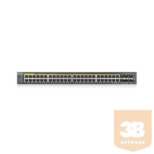 ZYXEL Switch 44x1000Mbps (44xPOE) + 4xGigabit kombó SFP + 2xGigabit SFP, Menedzselhető Rackes, GS2220-50-EU0101F