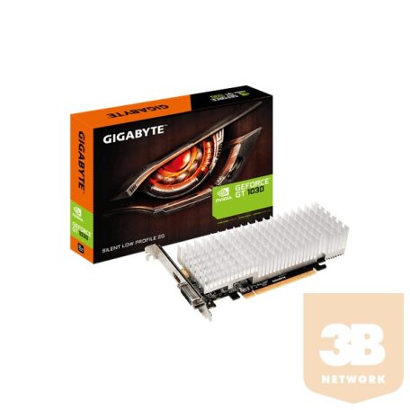 Gigabyte PCI-E Nvidia GTX 1030 Low Profile (2048MB, DDR5, 64bit, 1227/6008Mhz, DVI, HDMI, Passzív hűtés)
