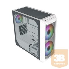   COOLER MASTER Ház Midi ATX HAF 500 ARGB Tápegység nélkül, Üvegfalú, fehér