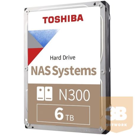 Toshiba Belső HDD 3.5" - N300 High-Reliability 6TB (Retail; NAS, RAID-, Multimédiás kiszolgálótárhely; 256MB / 7200RPM)