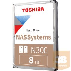   Toshiba Belső HDD 3.5" - N300 High-Reliability 8TB (Retail; NAS, RAID-, Multimédiás kiszolgálótárhely; 256MB / 7200RPM)