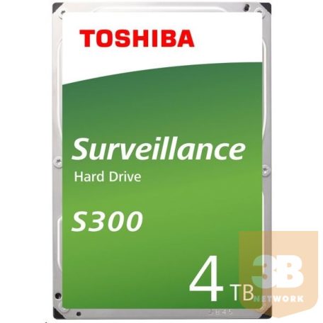 Toshiba Belső HDD 3.5" - S300 Surveillance 4TB (Bulk; Biztonságtechnikai rögzítőkbe; 128MB / 5400RPM)