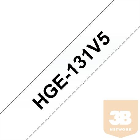 BROTHER Festékszalag HGe-131, Átlátszó alapon Fekete, Nagy sebességű, 12mm 0.47", 8 méter, 5db/csomag
