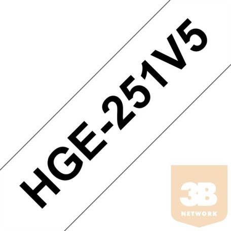 BROTHER Festékszalag HGe-251, Fehér alapon Fekete, Nagy sebességű, 24mm 0.94", 8 méter, 5db/csomag