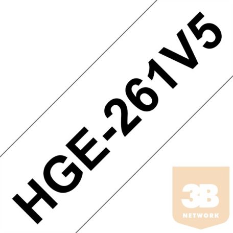 BROTHER Festékszalag HGe-261, Fehér alapon Fekete, Nagy sebességű, 36mm 1.4", 8 méter, 5db/csomag