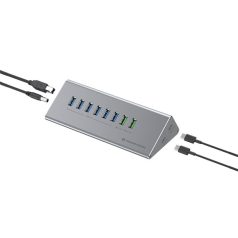   Conceptronic USB Hub - HUBBIES18G (10 port, USB-A/C to 2x USB-C+8x USB-A, külső táp, szürke)