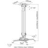 TECHLY ICA-PM 18M projektor mennyezeti konzol, 545-900 mm, ezüst