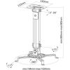 TECHLY ICA-PM 18S univerzális mennyezeti projektor konzol, 38-58 cm, ezüst