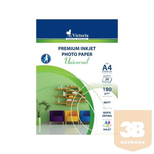 VICTORIA Fotópapír, tintasugaras, A4, 180 g, matt, VICTORIA "Universal"