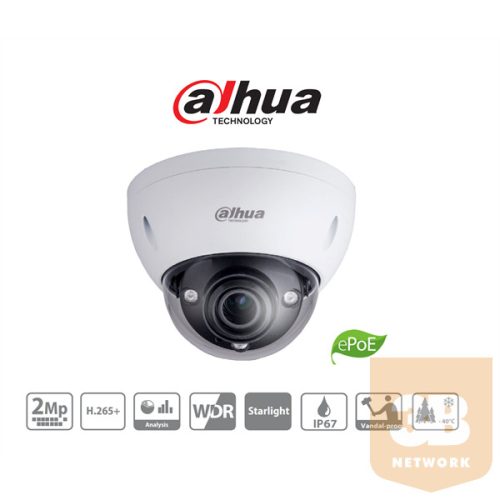 Dahua IP dómkamera - IPC-HDBW8231E-ZEH (2MP, 2,7-12mm, kültéri, H265, IP67, IR50, WDR, IK10, PoE+, audio, I/O, IVS)