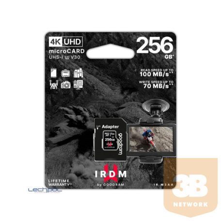GOODRAM Memóriakártya SDXC 256GB UHS-I U3 V30 + adapter