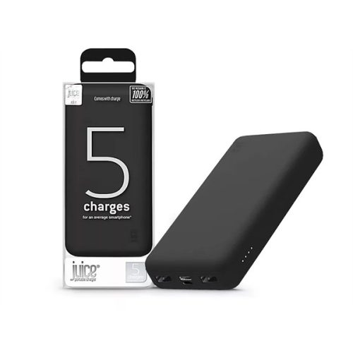 JUICE UNIVERZÁLIS HORDOZHATÓ, ASZTALI AKKUMULÁTOR TÖLTŐ - ECO 5 POWER BANK - 2XUSB +TYPE-C - 15.000 MAH - FEKETE