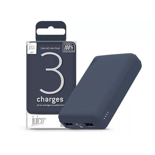 JUICE UNIVERZÁLIS HORDOZHATÓ, ASZTALI AKKUMULÁTOR TÖLTŐ - ECO 3 POWER BANK - 2XUSB +TYPE-C - 10.000 MAH - SÖTÉTKÉK